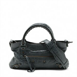 Balenciaga The First Leather Handbag Gray Mirror